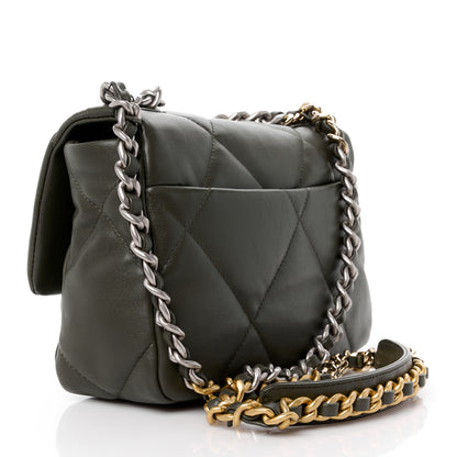 Chanel Lambskin Quilted Medium Chanel 19 Flap Khaki 3 of 13