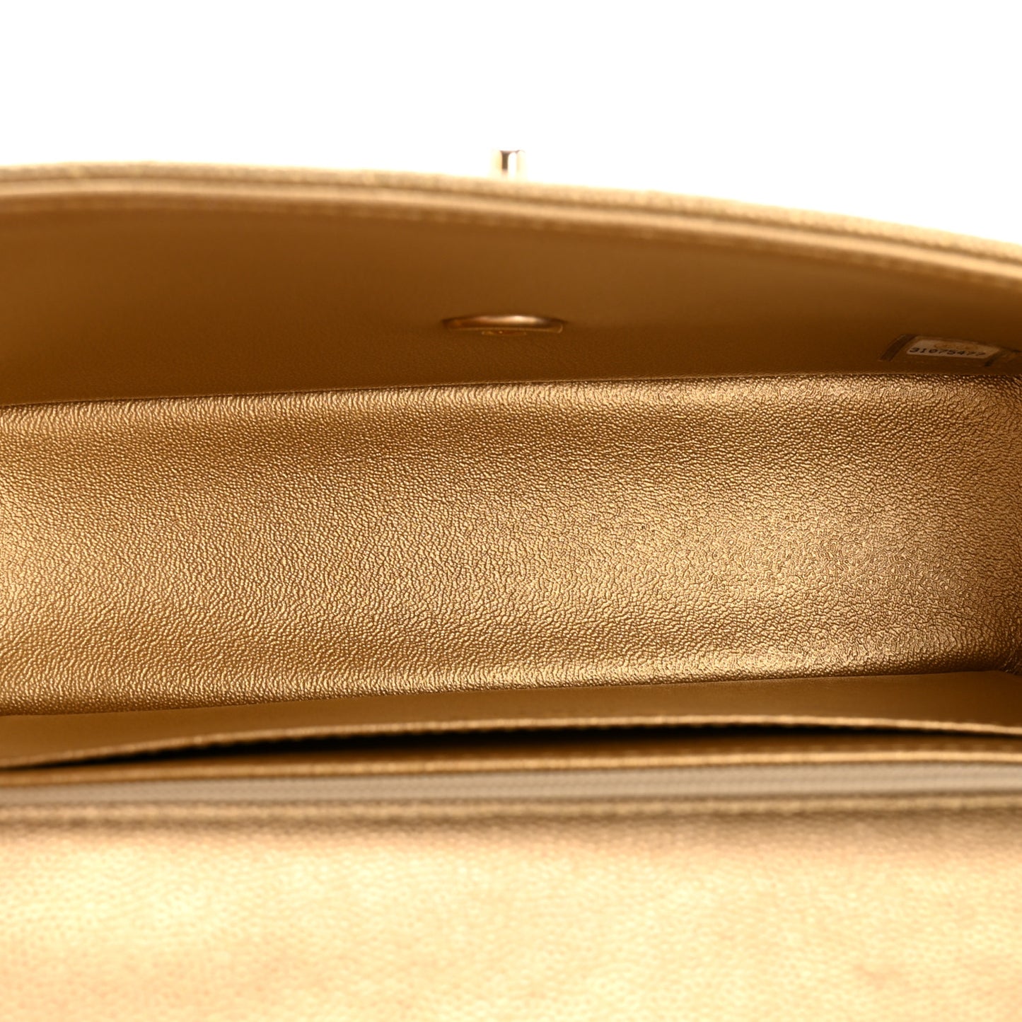 Metallic Caviar Quilted Mini Top Handle Rectangular Flap Gold