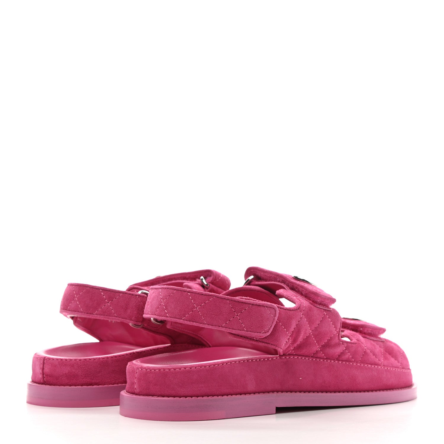 Chanel Suede Calfskin Velcro Dad Sandals 38 Pink 4 of 9