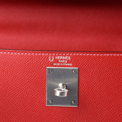 Hermes Epsom Horseshoe Kelly Sellier 28 Rouge Casaque Gris Tourterelle 10 of 13
