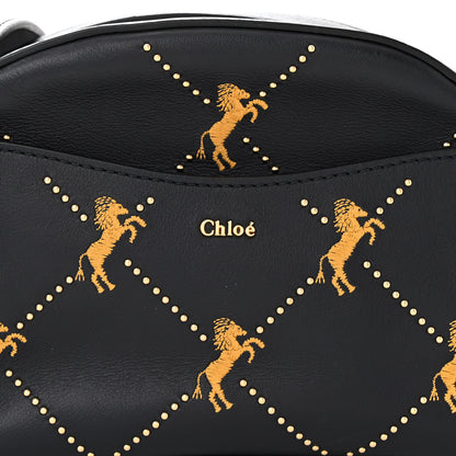 Chloe Smooth Calfskin Little Horses Embroidered Shoulder Bag Black 8 of 11