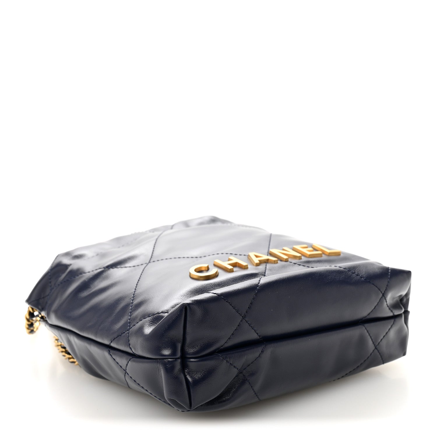 Chanel Shiny Calfskin Quilted Mini Chanel 22 Navy Blue 6 of 21