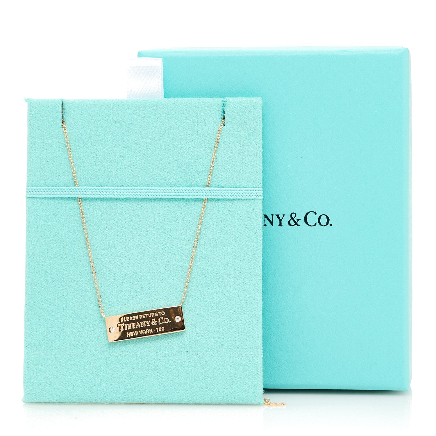 Tiffany 18K Rose Gold Diamond Return To Tiffany Bar Pendant Necklace 7 of 7