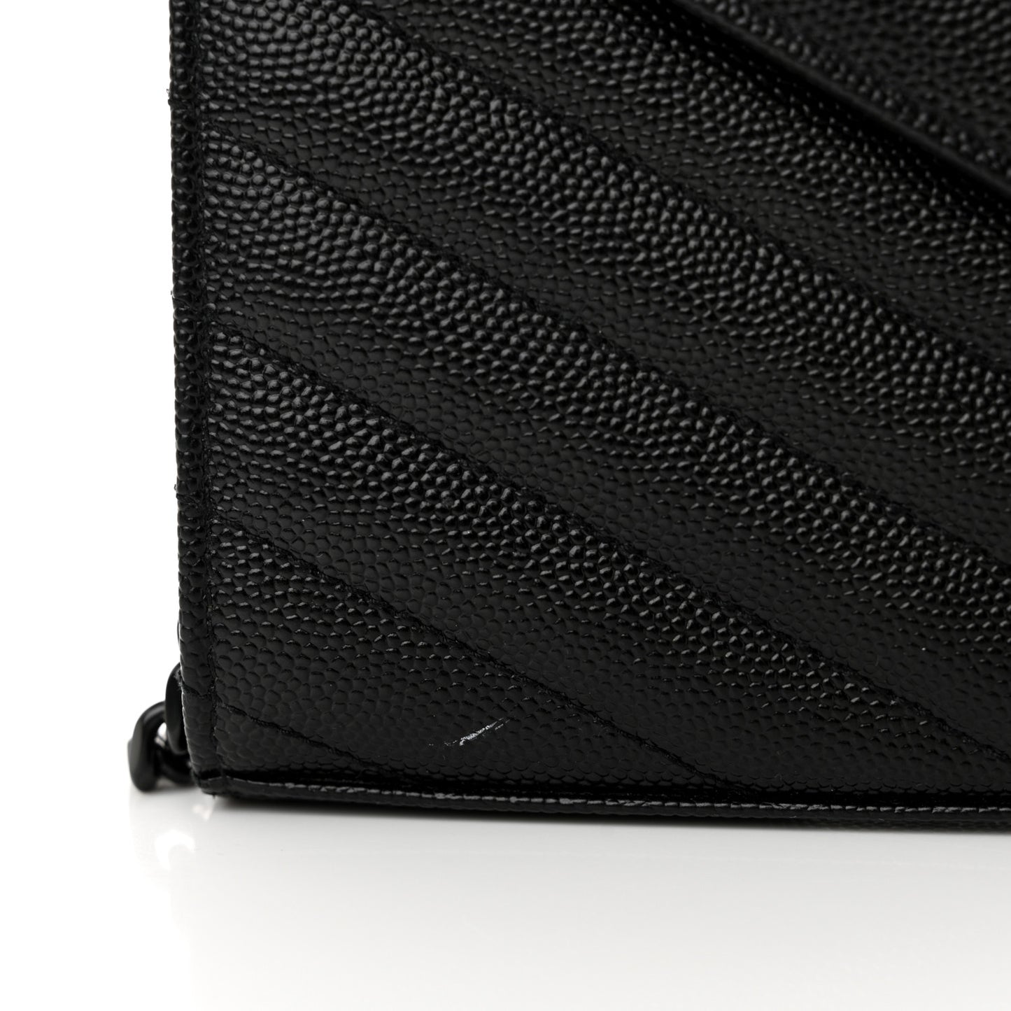 Grain De Poudre Matelasse Chevron Monogram Monochrome Chain Wallet Black