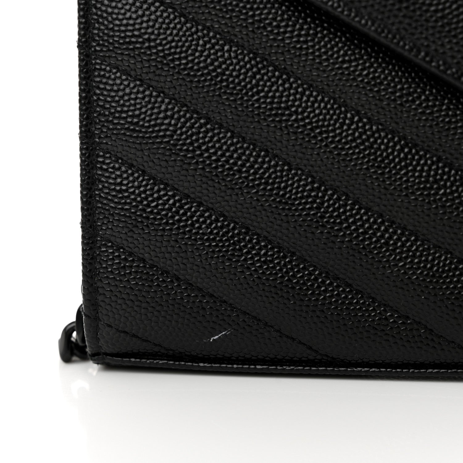 Saint Laurent Grain De Poudre Matelasse Chevron Monogram Monochrome Chain Wallet Black 11 of 12