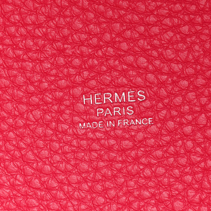 Hermes Taurillon Clemence Swift Eclat Picotin Lock 22 MM Framboise Rouge Sellier 6 of 12