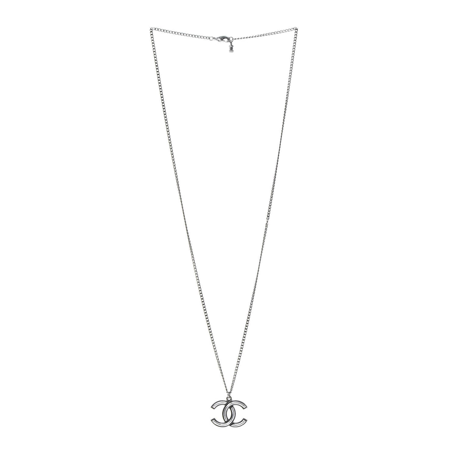 Ruthenium Enamel CC Necklace Silver