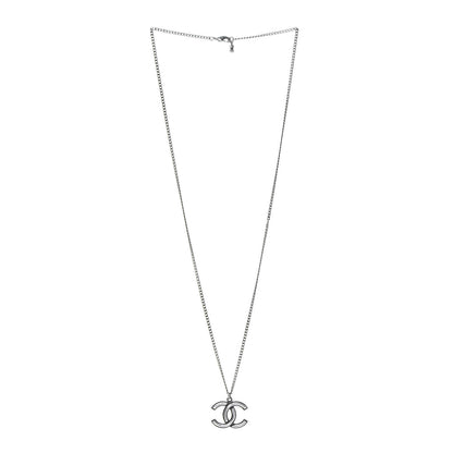 Chanel Ruthenium Enamel CC Necklace Silver 3 of 6