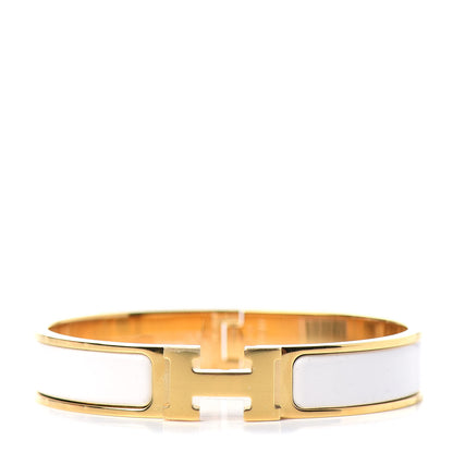 Hermes Enamel Narrow Clic Clac H Bracelet GM White 1 of 4