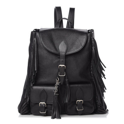 Saint Laurent Calfskin Fringe Festival Backpack Black 1 of 11