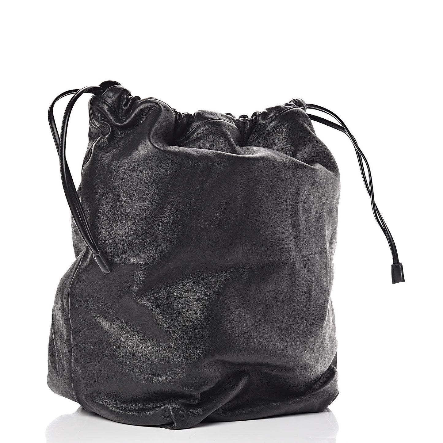 Canvas Calfskin Teddy Drawstring Shopping Tote White Black