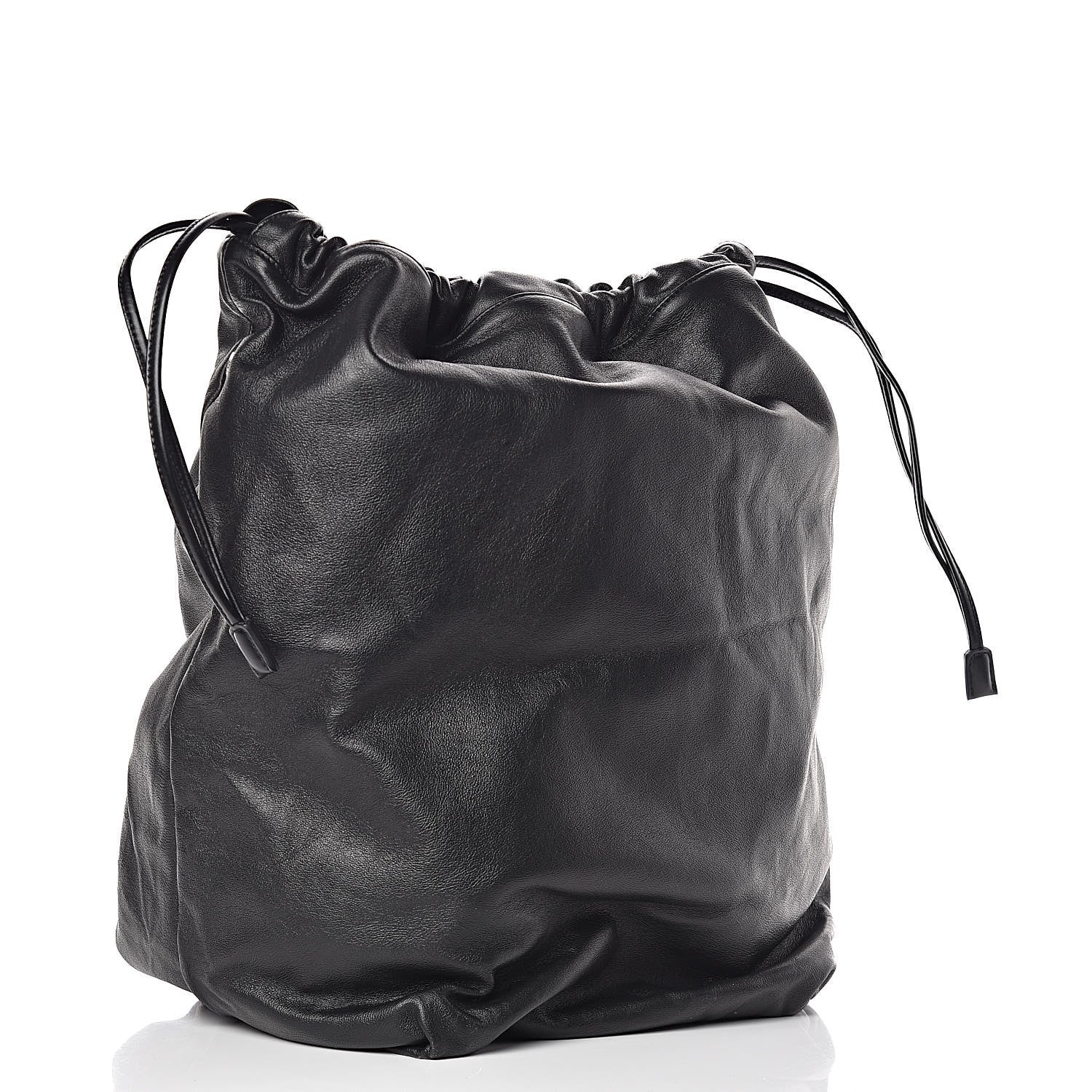 Saint Laurent Canvas Calfskin Teddy Drawstring Shopping Tote White Black 8 of 15