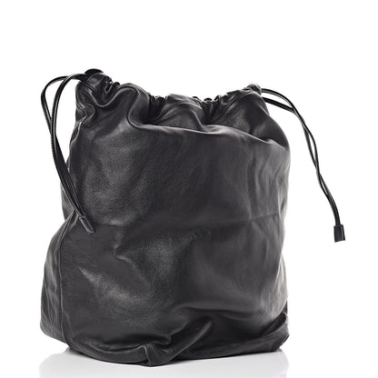 Saint Laurent Canvas Calfskin Teddy Drawstring Shopping Tote White Black 8 of 15