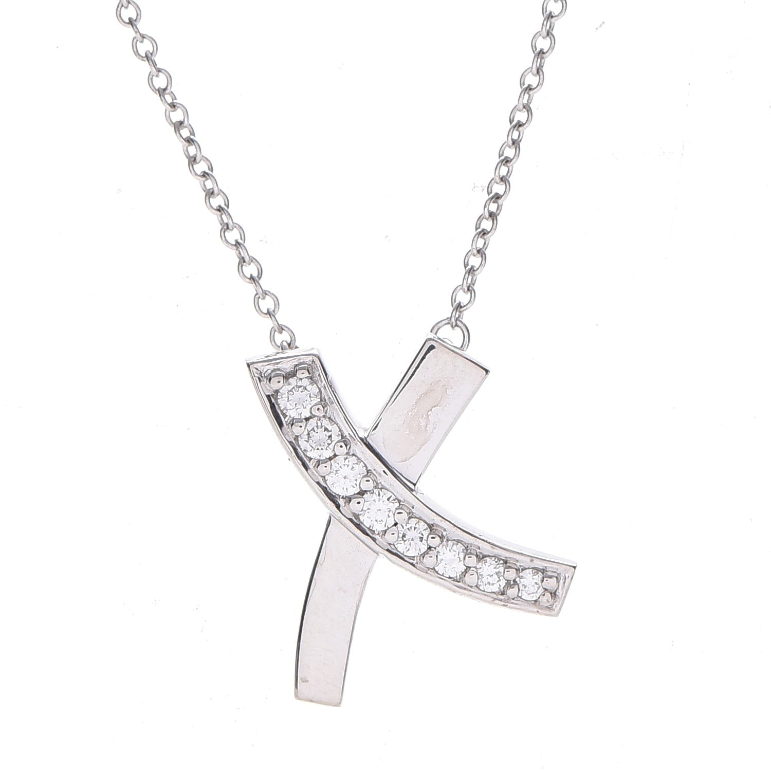 Tiffany 18K White Gold Diamond Paloma Picasso Small Signature X Pendant Necklace 4 of 7