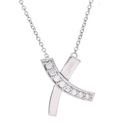 Tiffany 18K White Gold Diamond Paloma Picasso Small Signature X Pendant Necklace 4 of 7