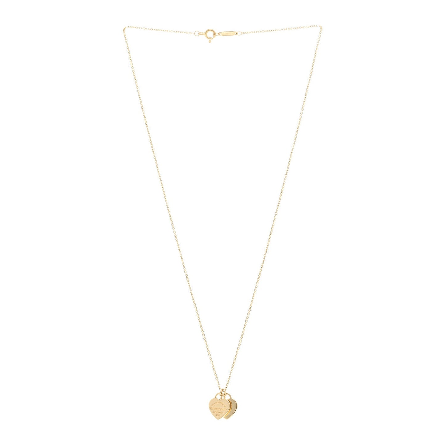 18K Yellow Gold Return to Tiffany Mini Double Heart Tag Pendant Necklace