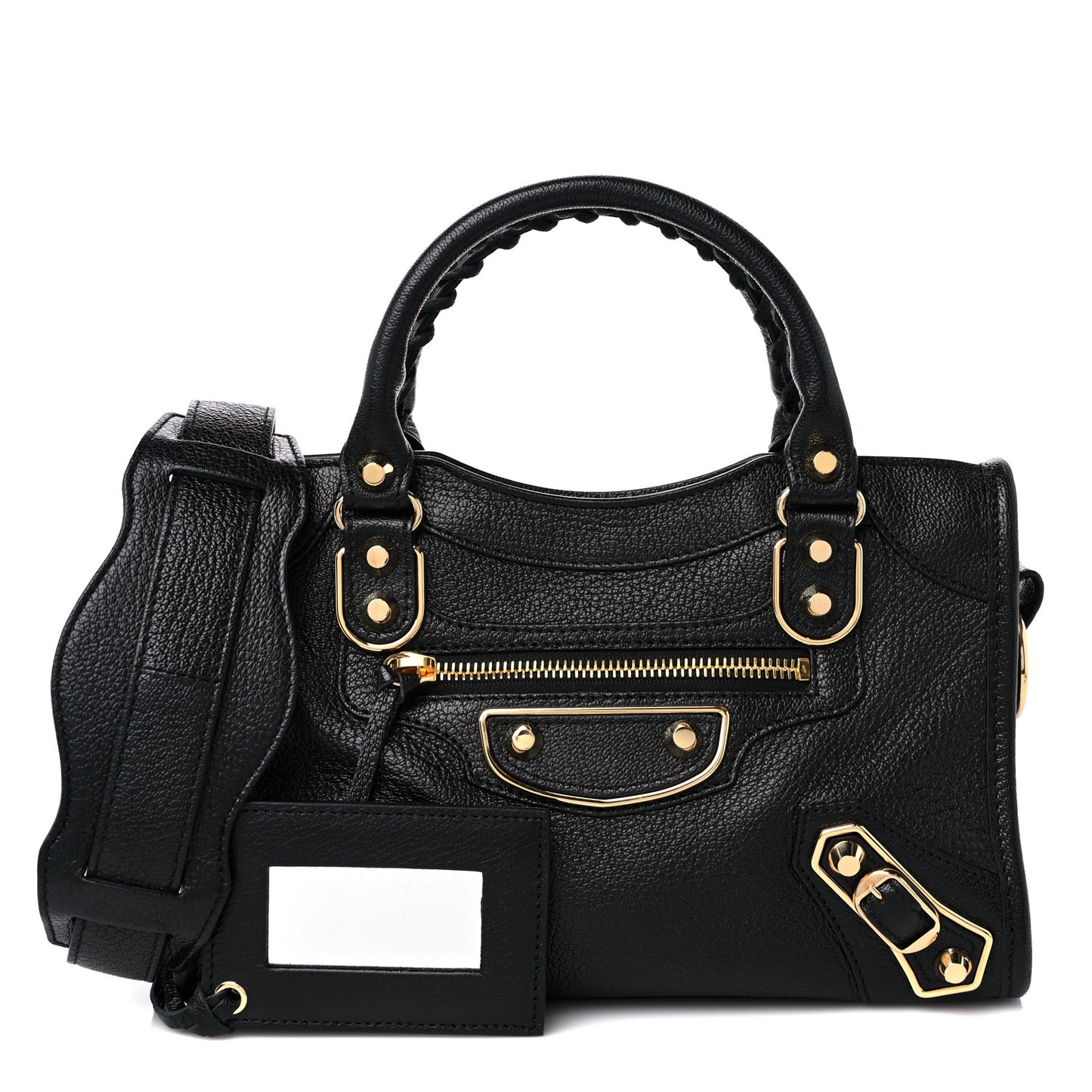 Chevre Gold Metallic Edge Hardware Mini City Black