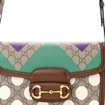Gucci GG Supreme Monogram Geometric Horsebit 1955 Shoulder Bag Beige Multicolor Brown Sugar 8 of 10