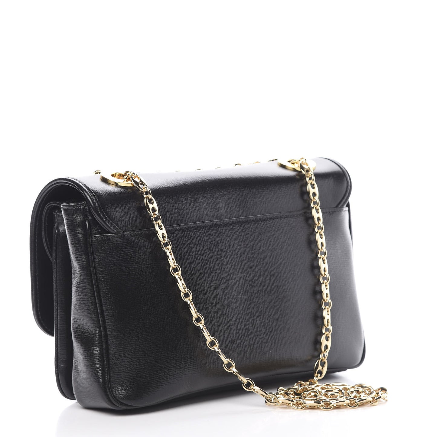 Azalea Calfskin Small Marina Chain Shoulder Bag Black