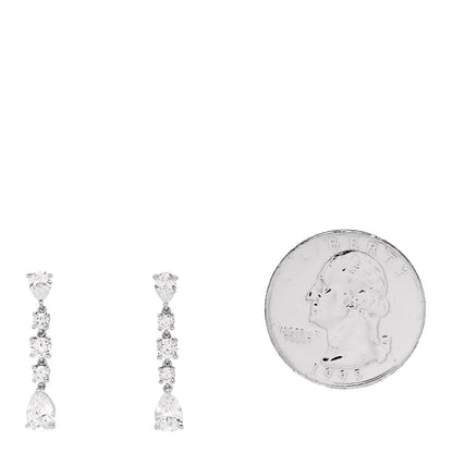 Parker & West by FASHIONPHILE Platinum Diamond Pear Round Cut Drop Earrings 2 of 6