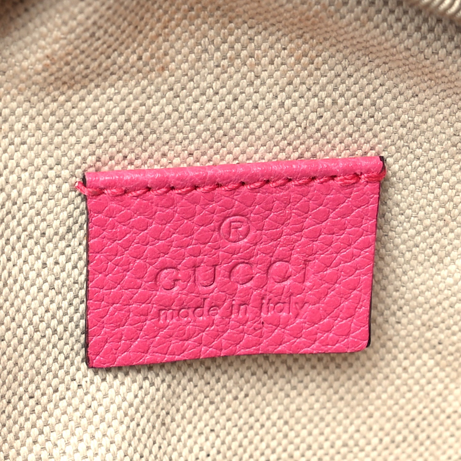 Gucci Grained Calfskin Small Logo Belt Bag Box Pink Green 5 of 9