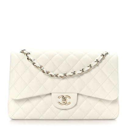 Chanel Caviar Quilted Jumbo Double Flap White 1 of 9
