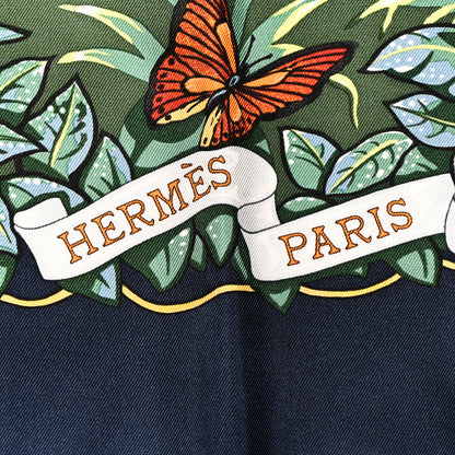 Hermes Silk Jungle Love Scarf 90 Marine Vert Orange 2 of 6