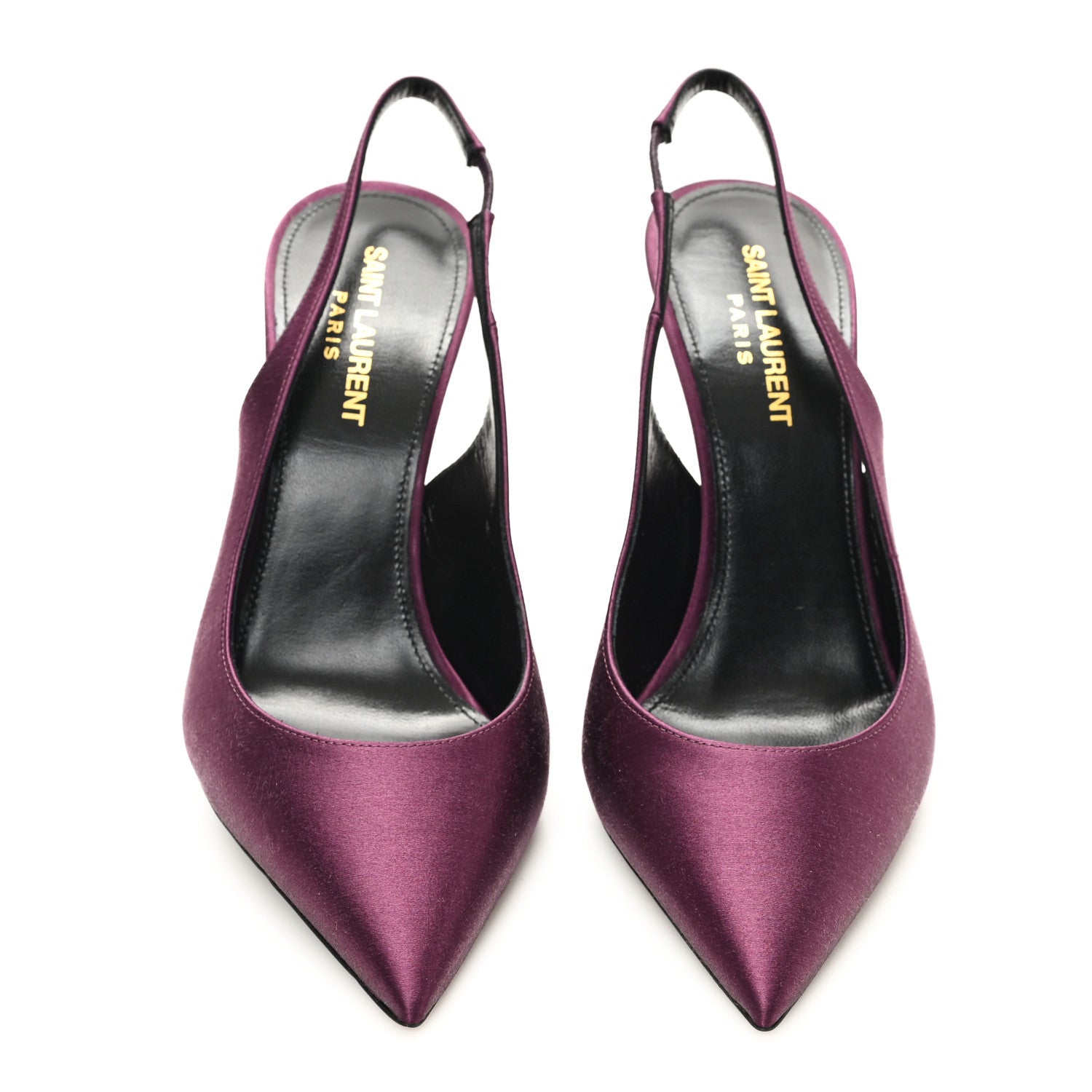 Saint Laurent Crepe Satin Zoe 105 Slingback Pump 38 Gem Purple 3 of 10