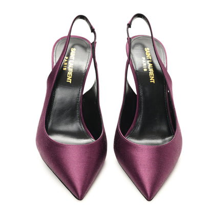 Saint Laurent Crepe Satin Zoe 105 Slingback Pump 38 Gem Purple 3 of 10
