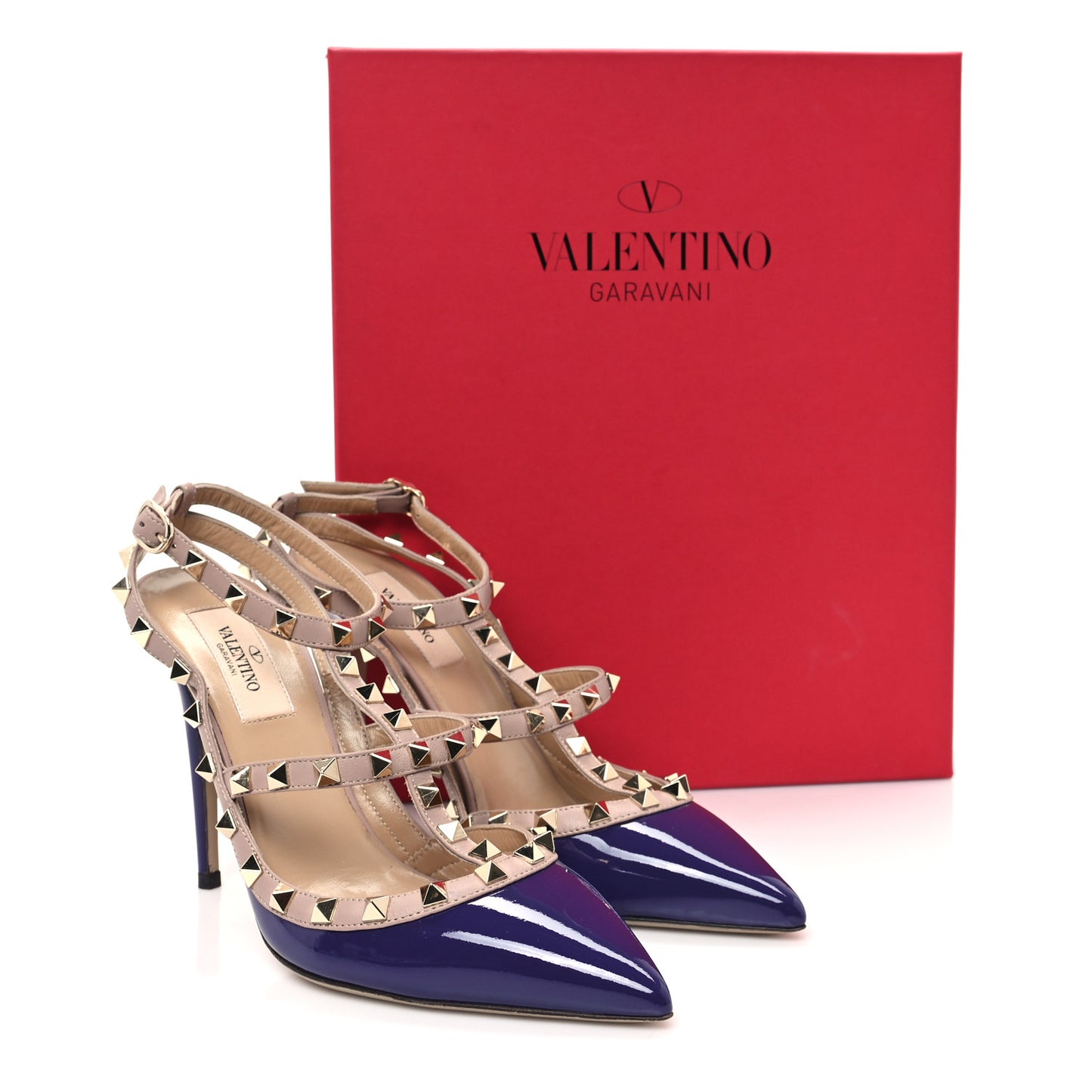 Patent Nappa Rockstud Ankle Strap 100mm Pumps 38 Purple Poudre