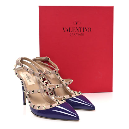 Valentino Garavani Patent Nappa Rockstud Ankle Strap 100mm Pumps 38 Purple Poudre 9 of 9