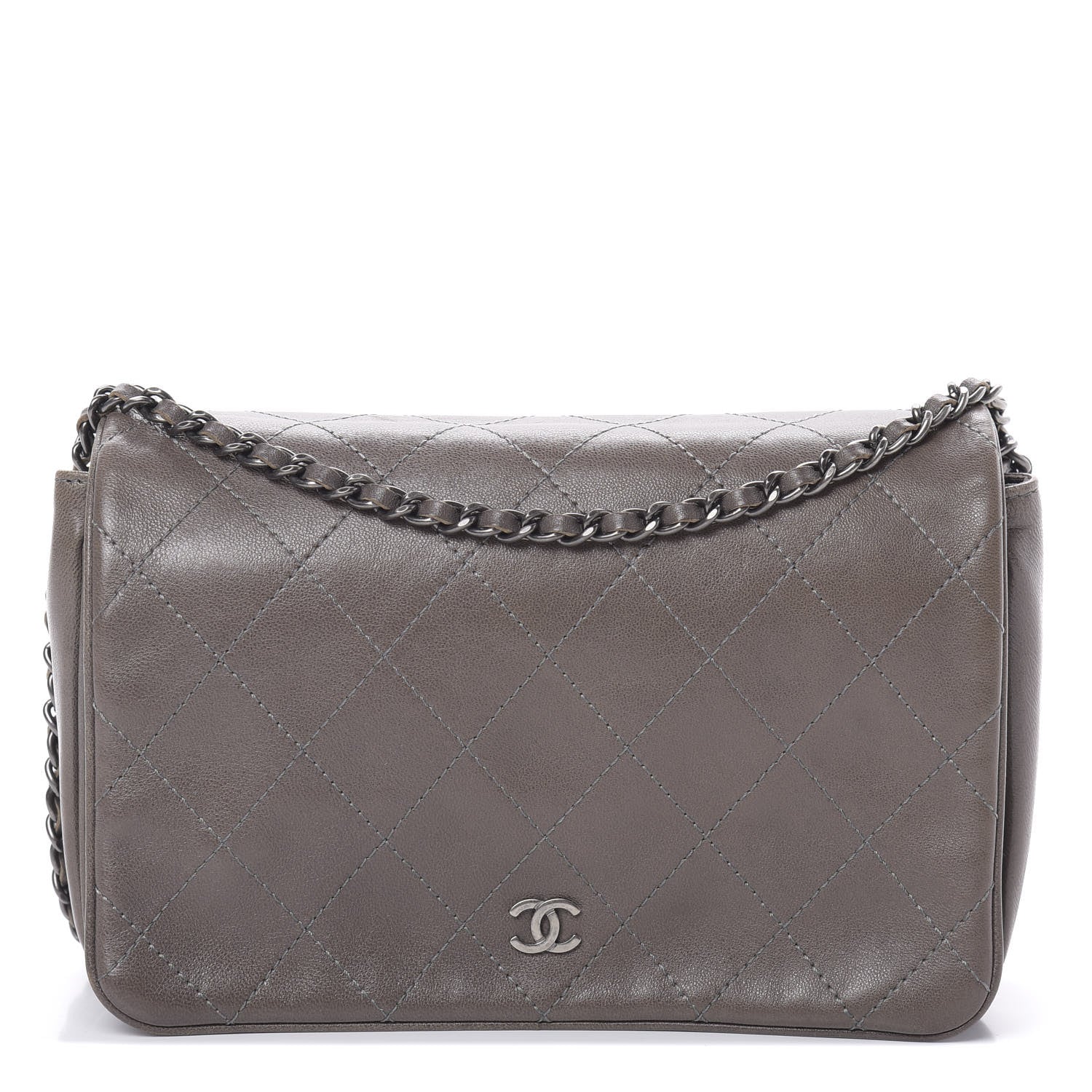 Chanel Calfskin Diamond Stitched Flap Grey 1 of 11