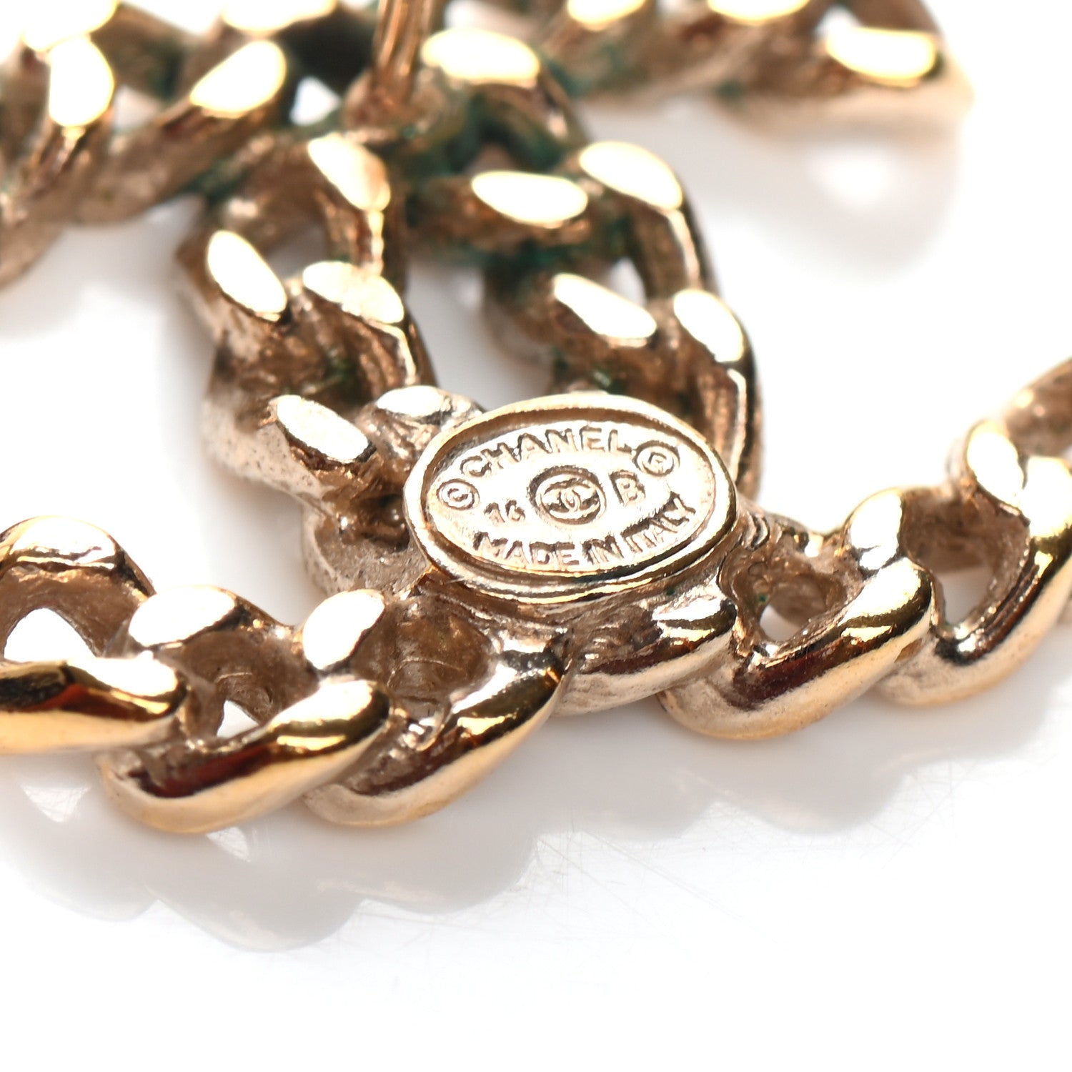 Chanel Metal Chain Link CC Earrings Gold 4 of 4