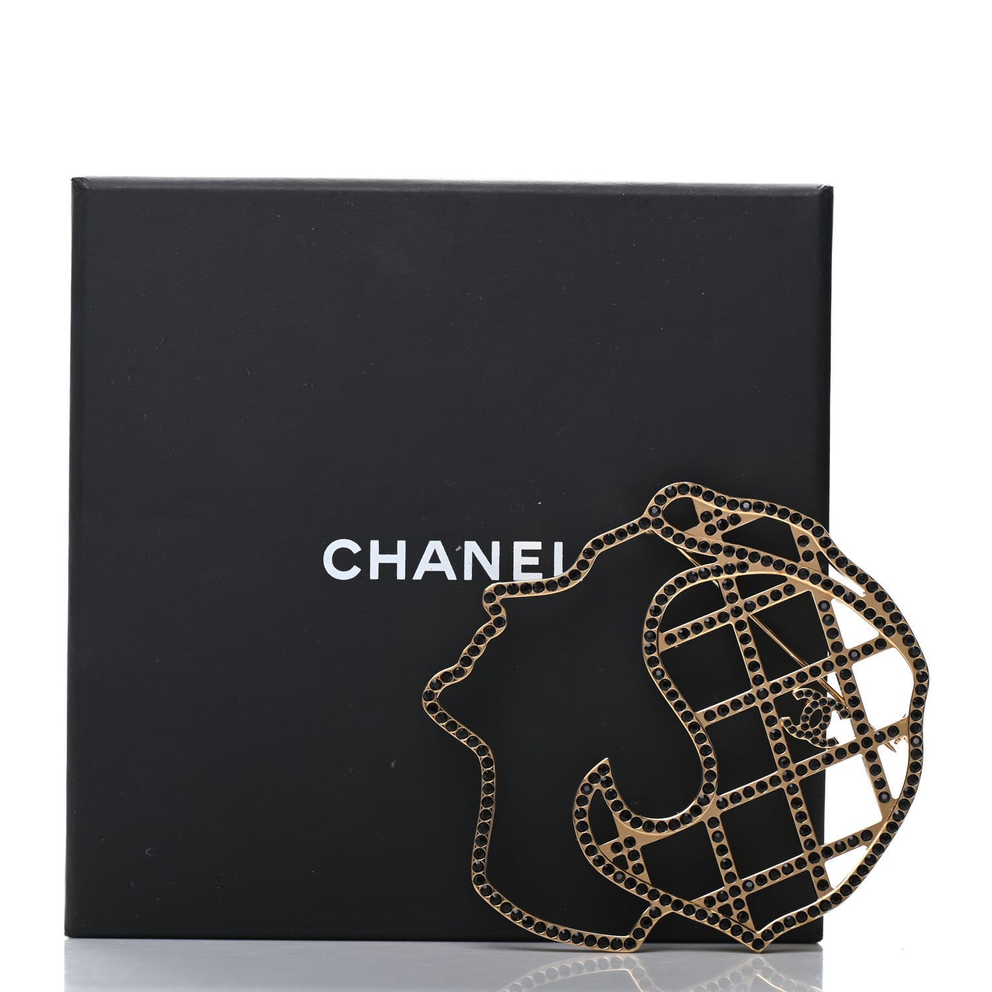 Crystal Mademoiselle Brooch Black Gold