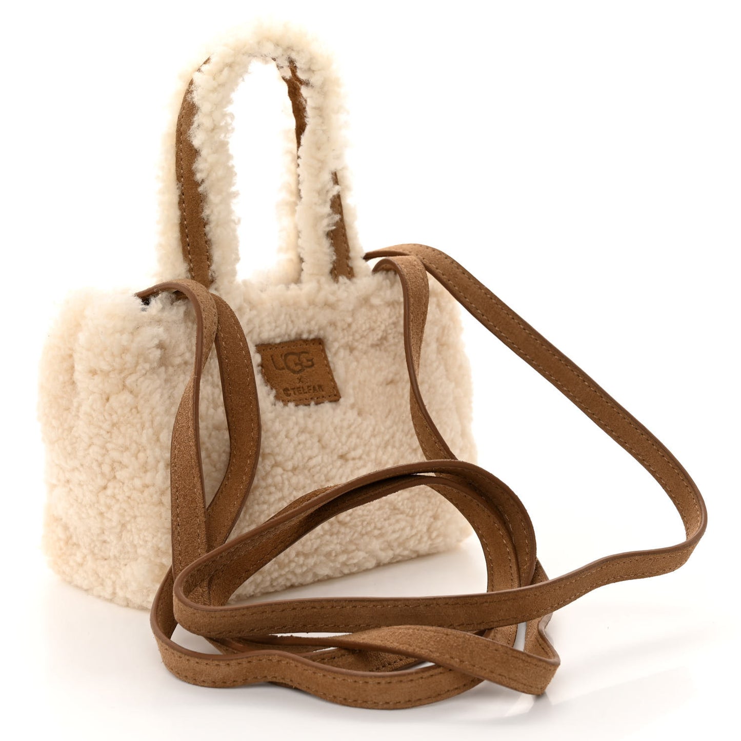 X UGG Suede shearling Small Shopping Bag Natural