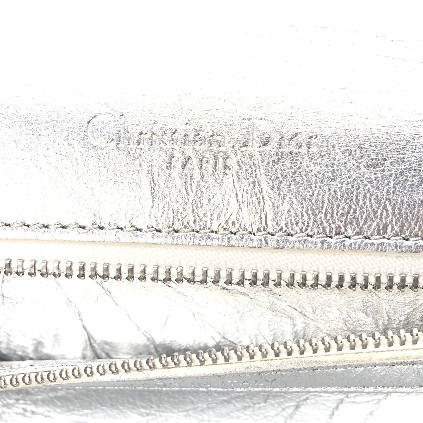 Metallic Crinkled Lambskin Medium Diorama Flap Bag Silver