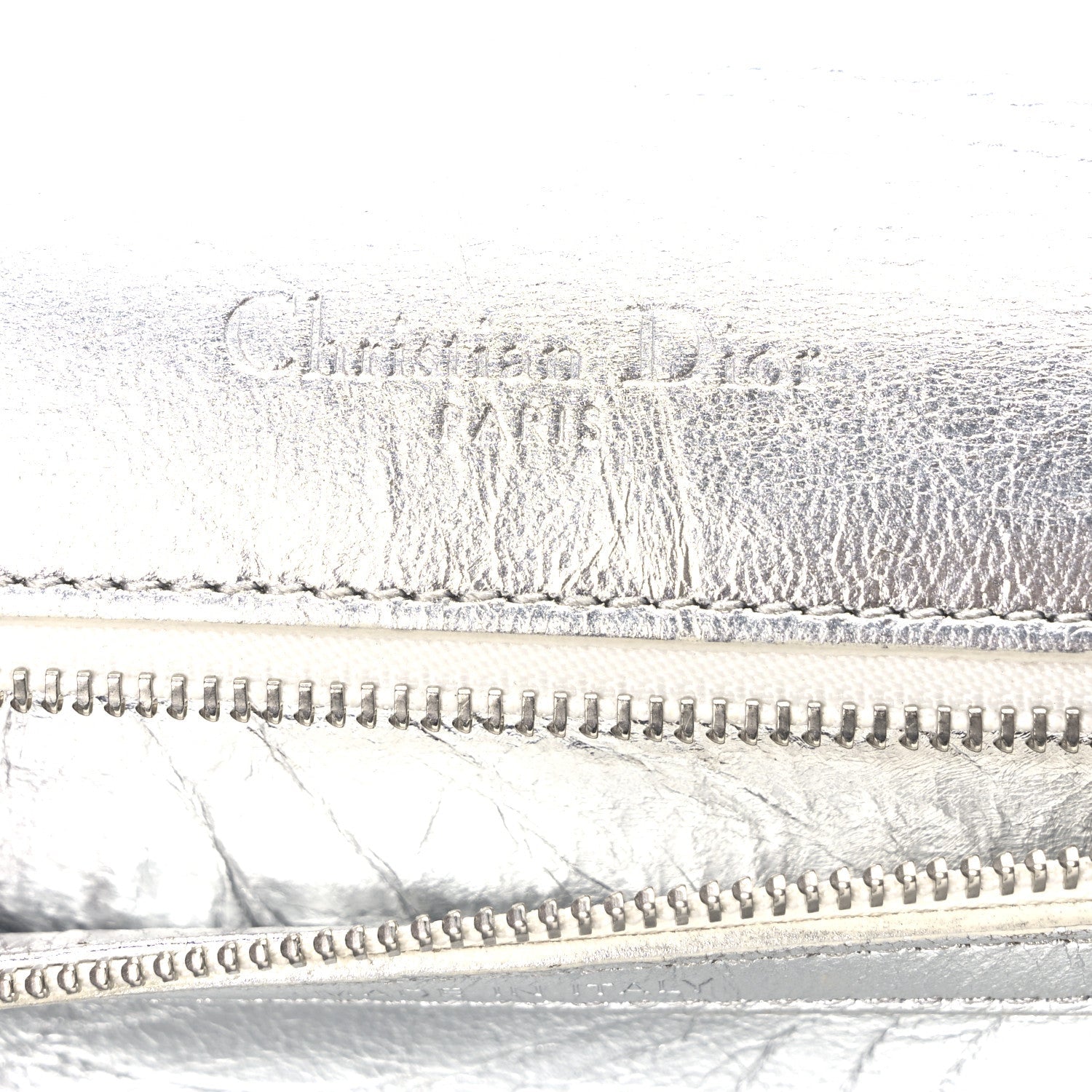 Christian Dior Metallic Crinkled Lambskin Medium Diorama Flap Bag Silver 6 of 9