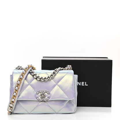 Chanel Iridescent Calfskin Quilted Medium Chanel 19 Flap Light Purple Blue 11 of 11