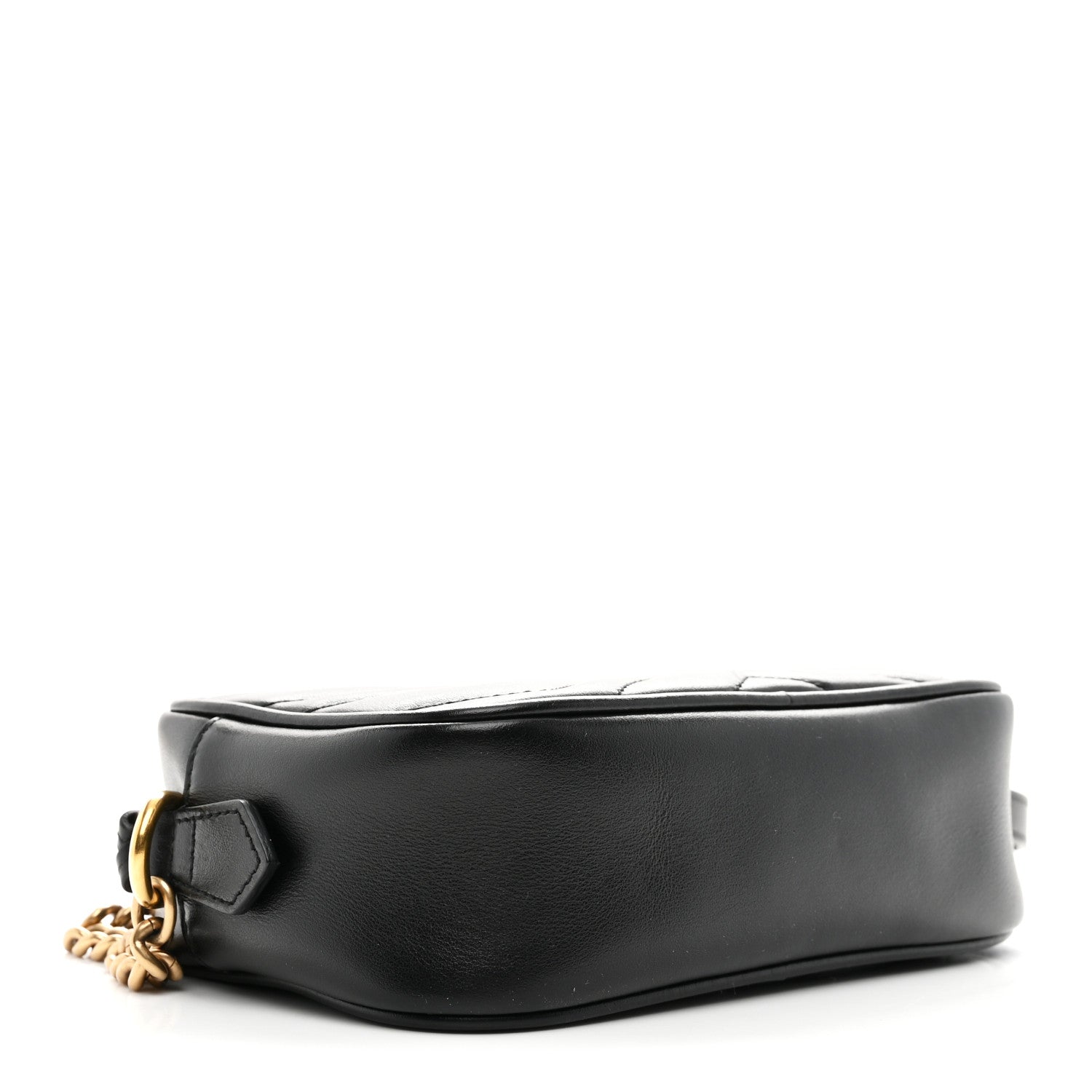 Gucci Calfskin Matelasse Mini GG Marmont Chain Shoulder Bag Black 3 of 9