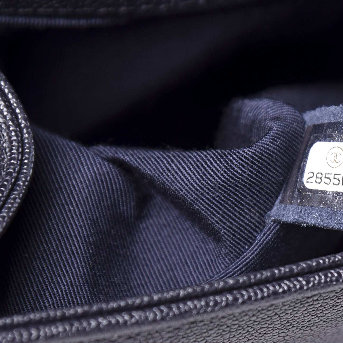 Caviar Quilted Medium Boy Flap Dark Blue