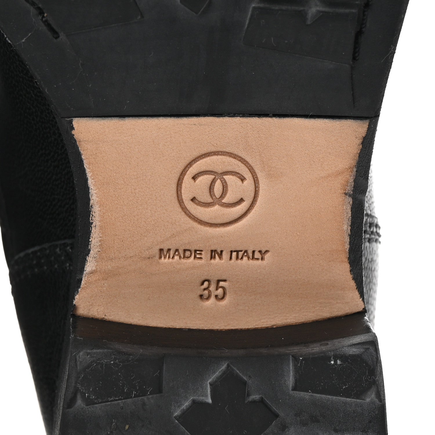 Chanel Sheepskin Quilted CC Tall Lace Up Combat Boots 35 Black 7 of 10