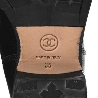 Chanel Sheepskin Quilted CC Tall Lace Up Combat Boots 35 Black 7 of 10