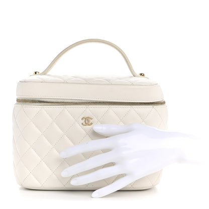 Chanel Caviar Quilted Large Vanity Pouch White 2 of 10