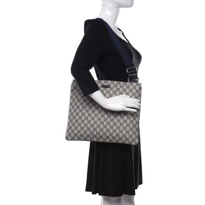 Gucci GG Plus Monogram Large Flat Messenger Bag Beige Blue 2 of 10