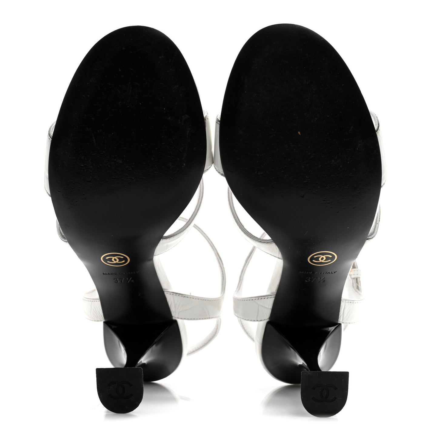 Calfskin Crocodile Embossed Sandals 37.5 White