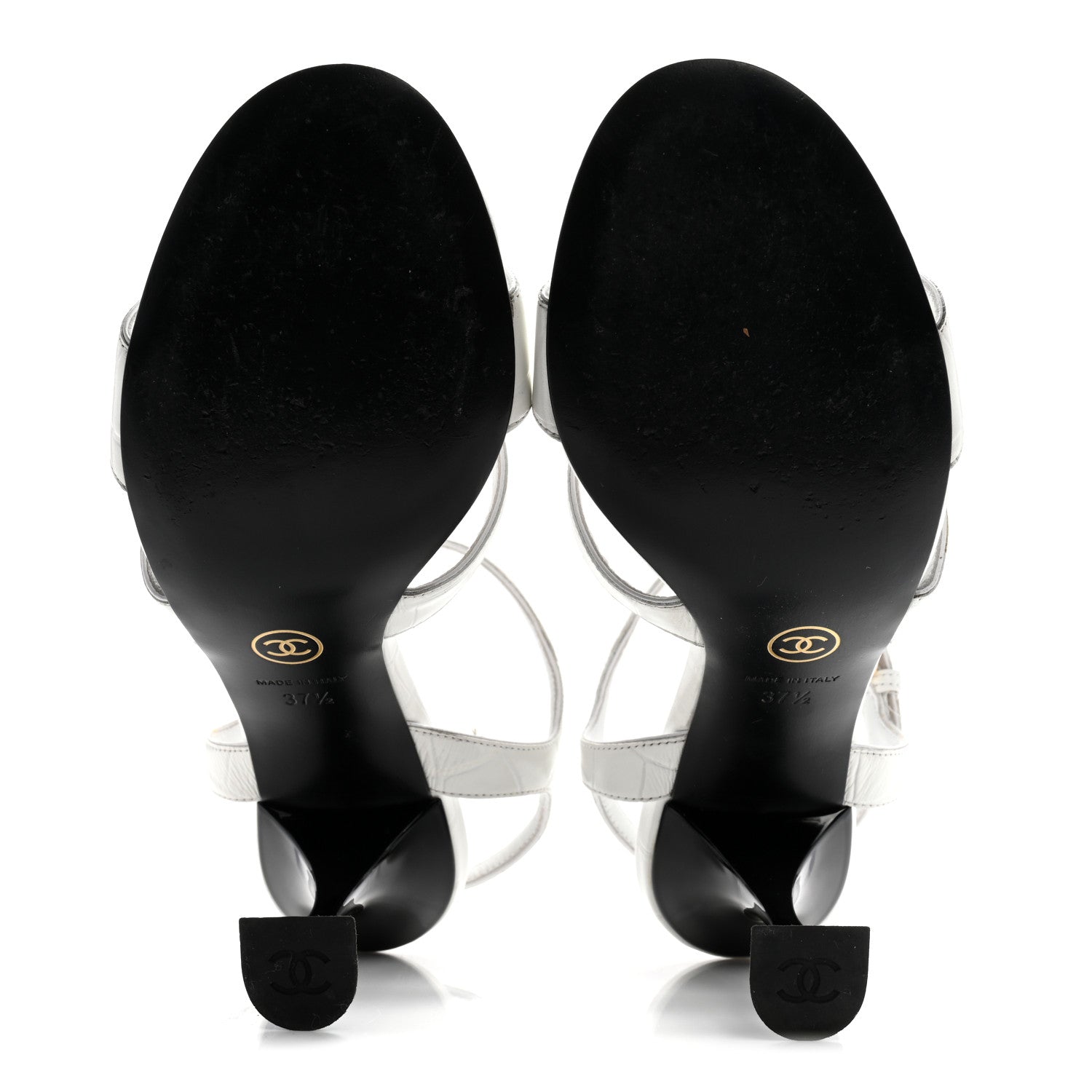 Chanel Calfskin Crocodile Embossed Sandals 37.5 White 6 of 13
