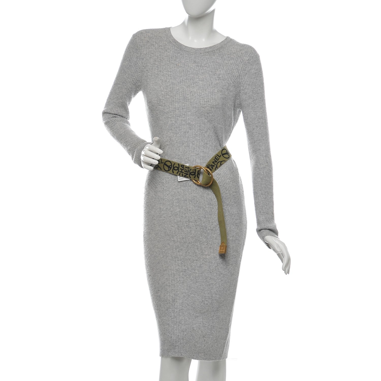 Chanel Canvas CC Logo Belt 90 36 Khaki 2 of 7