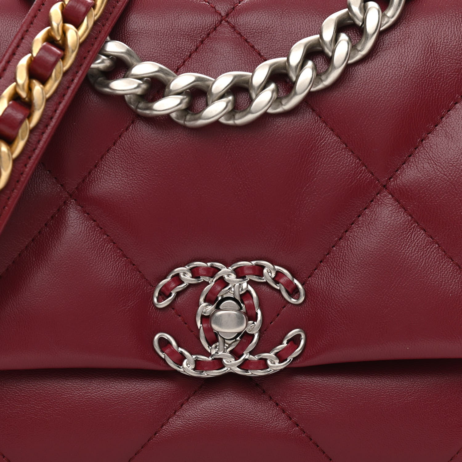 Chanel Goatskin Quilted Medium Chanel 19 Flap Dark Red 8 of 10