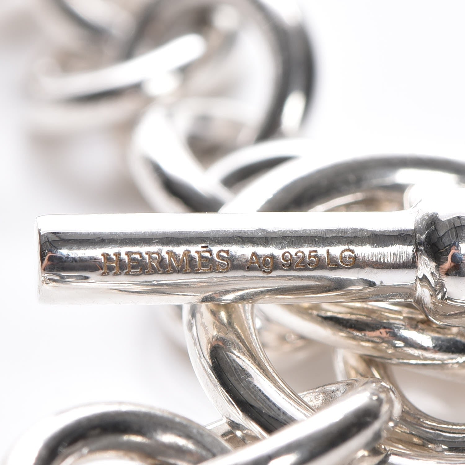 Hermes Sterling Silver Chain Toggle Bracelet 4 of 6