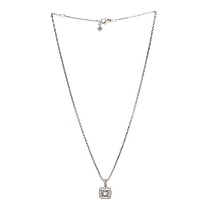David Yurman Sterling Silver Diamond Prasiolite 7mm Petite Albion Pendant Necklace 3 of 7
